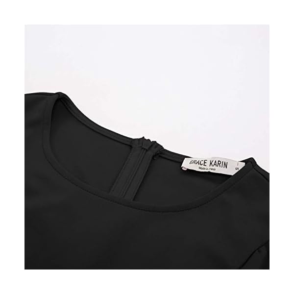 GRACE KARIN Women's Round Neck Hips-Wrapped Bodycon Pencil Dress L Black