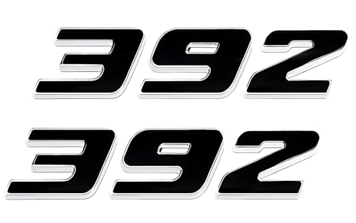Pair Set 392 Front Right Door Side Badge Nameplates Emblem Self-Adhesive Decals Sticker (Silver Black)
