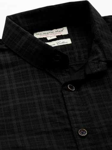 Image of Majestic Man Men's Comfort Slim Fit Pure Cotton Opaque Checked Casual Shirt