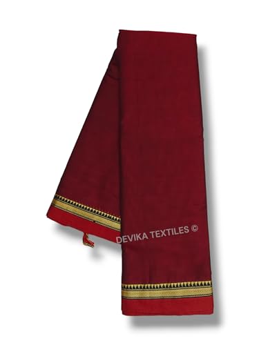 Image of DEVIKA TEXTILES Authentic Narayanpeth 100% Pure Cotton Saree With Running Blouse Piece (Same as saree)