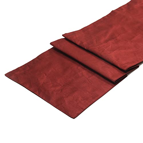 Image of E-EZRA Premium Raw Silk Table Runner for Centre Table / Coffee Table / 4 Seater / 6 Seater Dining Table (72 Inch, Maroon)