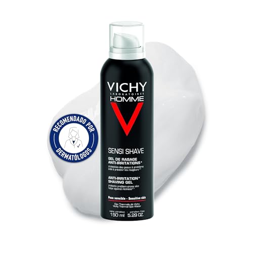 Vichy Gel de Afeitar, Antiirritaciones, Calmante, Hidrata y Protege la piel, Previene Rojeces, Enriquecido con Agua Termal, Para Piel Sensible, Homme, 150ml