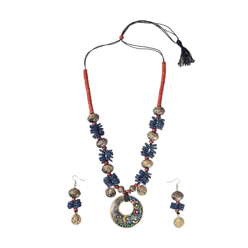 Image of AAKRITI ART CREATIONS Handcrafted Women's Jewelry Set - Elegant Ethnic Necklace and Earrings, Statement Fashion Accessories for Parties & Festivals