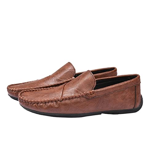 Mens Loafers Moccasins Shoes Solid Colors Simple Vegan Leather Comfortable Flexible Anti-Slip Casual Classic Slip-ons