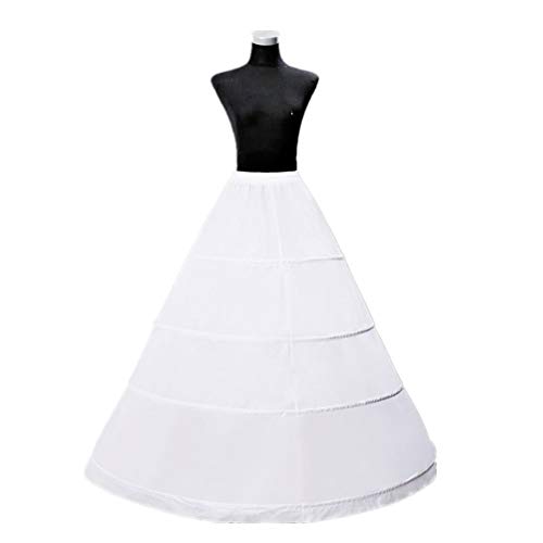 Zlqq ZLP001_WHITE Women'S 4-Hoop A-Line Floor Length Wedding Ball Gown Petticoat Underskirt Crinoline thumb #1