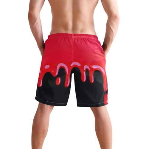 Fashion Street Graffiti Painting Red Black Shorts with Compression Elastic Board Shorts for Men 8”/ 9” Long XL Plus Size hot Spring in Holiday3