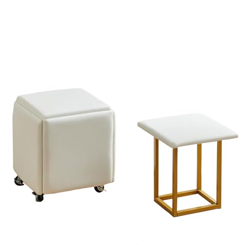 Chaise cube gigogne, tabouret de rangement empilable, banc ottoman carré en cuir, repose-pieds avec roulettes pour le salon