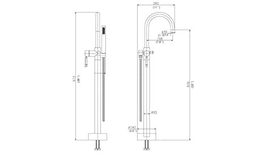 Ove Decors Athena Freestanding Bath Faucet for any Freestanding Bathtub, Chrome - Thumbnail 7