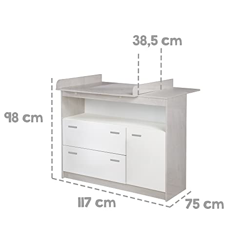 ROBA Commode à langer Julia – 2 tiroirs 1 porte – / Orme lunaire - vue 7