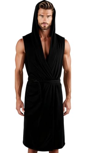 Robe décontractée homme YJZQ peignoir de bain avec capuche résout l'inconfort nuit 75-95KG