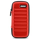 Champify® Darttasche mit Haltesystem gegen Verrutschen der Dartpfeile | Hard-Case zum Schutz für 3 Steeldarts oder Softdarts und vielen Taschen für Dart Flights und weiteres Darts Zubehör (Rot)
