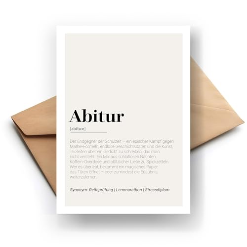 Abitur Definition Klappkarte Witzige Karte zum Abitur | Hochwertige Glückwunschkarte | Originelle Geschenkidee | Handmade | 300g Papier | Grusskarte Inkl. Umschlag