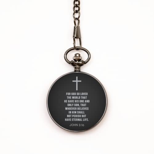 John 3:16, Bible Verse Pocket Watch, Christian Pocket Watch, Christian Jewelry Gifts for Men Women,Fathers Day, Mothers Day, Christmas, Birthday
