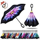 umbresen Double Layer Inverted Umbrella Cars Reverse Open Folding Umbrellas, Windproof UV Protection Large Self Stand Upside Down Straight Umbrella for Golf Women and Men With C-Shaped (beauty)
