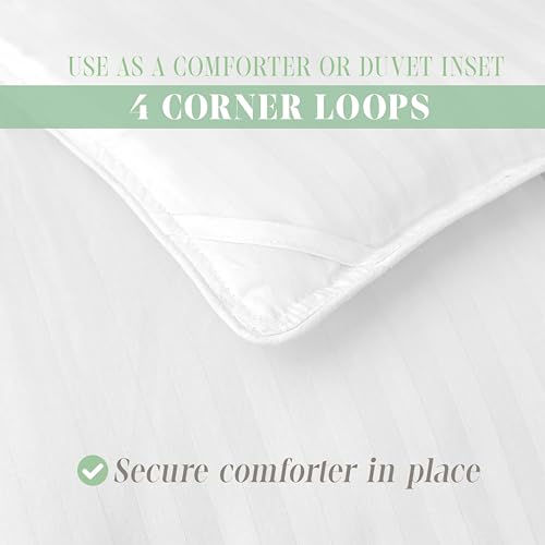Image of Elegant Comfort Premium Hotel Quality 100% Egyptian Cotton, 3-Piece Stripe Down Alternative Cotton Comforter Set - Box Stitched - Duvet Insert with 4 Corner Tabs, King, White