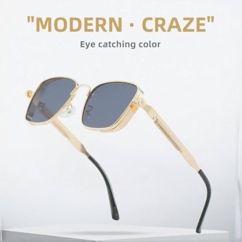 Shiratori Steampunk Vintage Square Sunglasses - Retro Metal Frame Unisex Sunglasses for Men & Women4