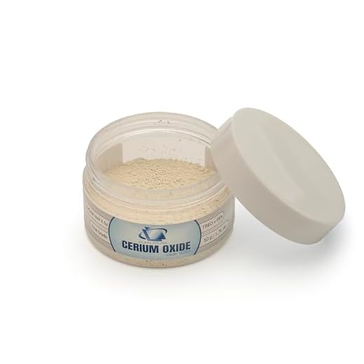 Glass Polish 50 g Ossido di Cerio - Polvere per Lucidatura di Vetro di Grano Fine - Alta Qualità - TREO 95% - 2,5 Micron - Bianco