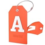 Initial Luggage Tag with Full Privacy Cover and Stainless Steel Loop – (Letter A)