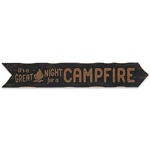 Great Night for a Campfire Arrow Wood Wall Decor - Rustic Campfire Wall Art for Lake House, Cabin or Man Cave