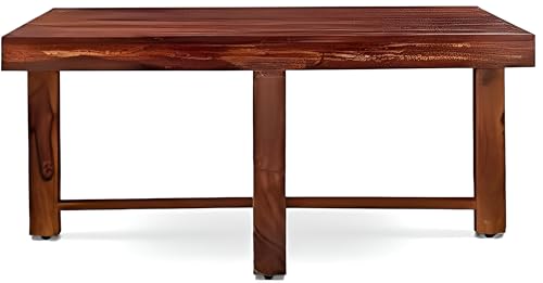 Image of Loonart Solid Sheesham Wood Coffee Table with Four Cushioned Stools | Idel for Living Room | Cafe | Restaurant | Space Saving Indoor Table Set | Finish Color - Honey Teak Finish | White Cushion |