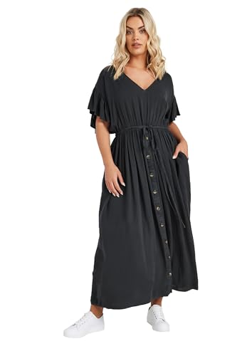 Image of Yours Curve Button Chambray Maxi Dress - Women's - Plus Size Curve Black
