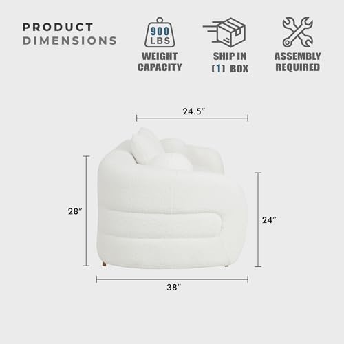 Image of Lexicon Sofa Couch Cloud Sofa with 4 Accent Pillows, Sherpa Sofa Couches for Living Room /Waiting Room /Office /Apartment, 92.5 inch Sofa, White