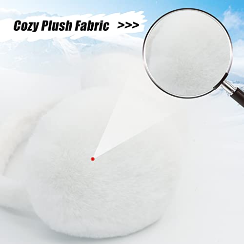 Pigbengo Foldable Ear Muffs For Women Cold Weather Fluffy Earmuffs Winter Warm Headband Cute Slouchy Ear Warmers (White) #TOP3