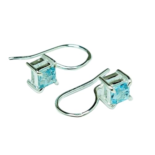 Boucles d'oreilles topaze bleue naturelle en argent 925, le cadeau idéal pour femme