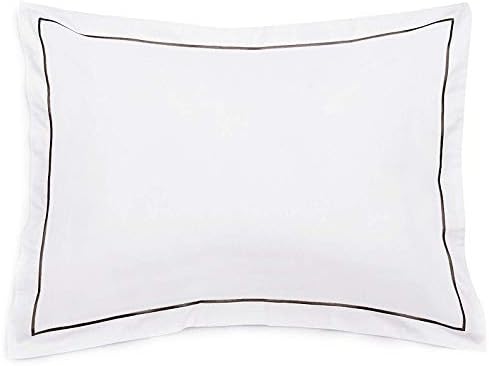 Hospitality Grade Ultra Comfort 400 Thread Count Cotton 2 Piece Pillow Sham Set Standard Size White with Light Blue Border