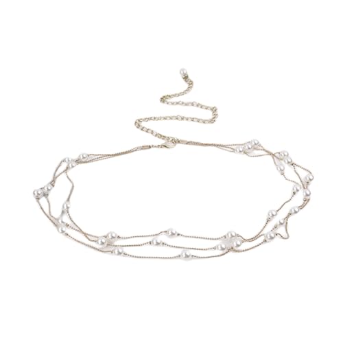 Pearl Belts Layered Dresses Belt 14k Gold Plated Waist Body Chain Belts for Women