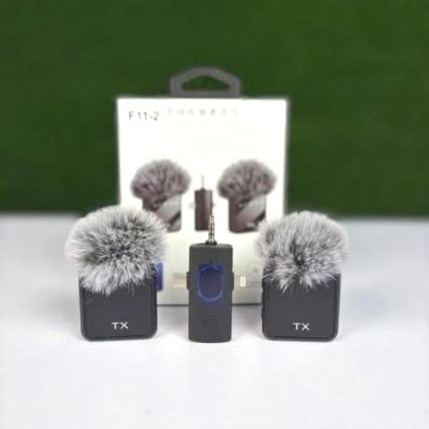 Image of Eyetech Dual Wireless Lavalier Microphone with Receiver | Noise Reduction | Plug & Play | Clip Mic for Android & iPhone | Video Recording | Vlogging | YouTube & Interviews Live Streaming (F11)