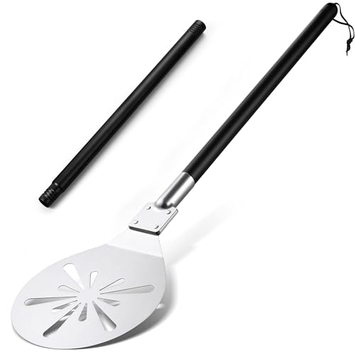 HaSteeL Pizza Peel, 9-Inch Pizza Turning Peel, Pizza Turner for Baking Grilling, Perforated Pizza Paddle Spatula with Long Detachable Handle for Rotating, Pizza Oven Accessories HaSteeL Pizza Peel, 9-Inch Pizza Turning Peel, Pizza Turner for Baking Grilling, Perforated Pizza Paddle Spatula with Long Detachable Handle for Rotating, Pizza Oven Accessories