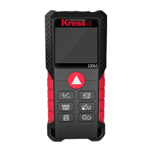 Image of Kress KI202 100M Cordless Laser Distance Measurer | ±1.5mm Accuracy | IP54 Waterproof | 1s Fast Measurement | LCD Reverse Display | 20 Memory Sets | Soft Grip Design | Includes Charger & Case
