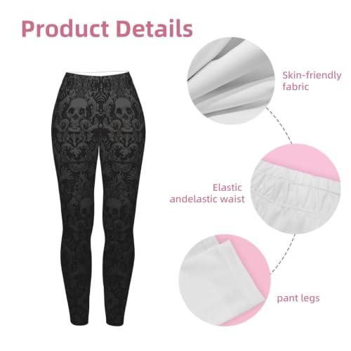 Leggings góticos mujer calavera de compresión suave elásticos 6