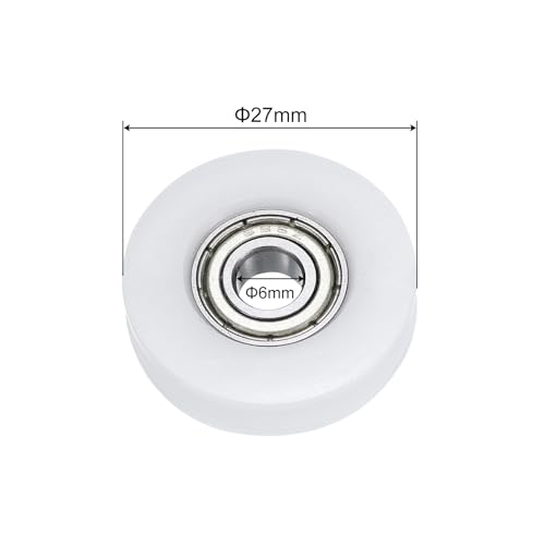 Uxcell A24062000UX0447 8Pcs Nylon Pulley U-Groove Ball Bearing 6X27X7Mm U Groove Roller Wheel (Gcr15) Chrome Steel Bearings thumb #3