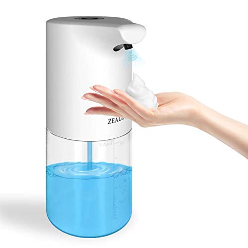 Automatic Soap Dispenser ZEALINNO Touchless Infrared Motion Sensor Soap Dispenser, USB Rechargeable, 300ml/10oz, IPX4 Waterproof, for Kitchen Bathroom Hotel Restaurant Office Hospital School (White)