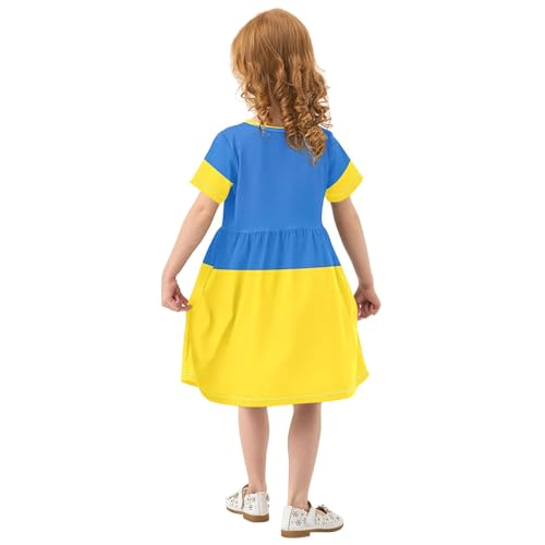 Toddler Girls' Dresses 2t Ukraine Flag Summer Outfits Kids Western Dress Children Dress3