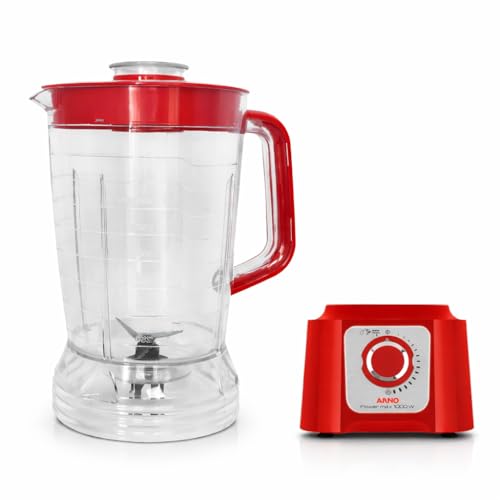 Copo liquificador compativél c/Arno Power Max 1000w/ Arno Mult Chef 600w 4 Em 1 Cristal acrilico- vermelho- 1,5 L