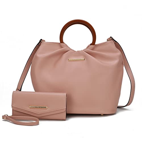 Set bolso Tote para mujer con billetera de cuero vegano miniatura 1