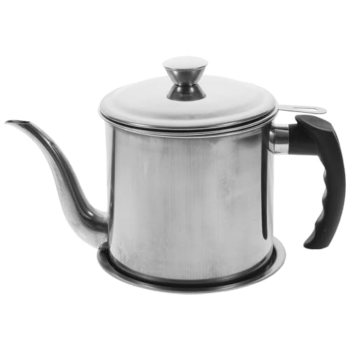 jojofuny Aceitera de Acero Inoxidable 18L con Colador Integrado y Base Recipiente para Almacenar y Filtrar Aceite de Cocina Mango Ergonómico Resistente al Calor Adecuado para Uso