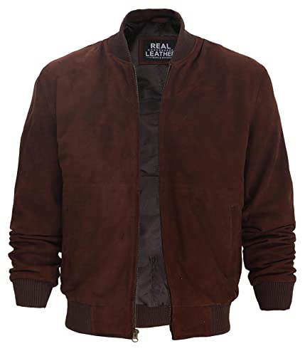Image of fjackets Real Suede Leather Bomber Jackets For Men - Baseball Leather Jacket Men Disc | [1108786] Adamsville 2XL