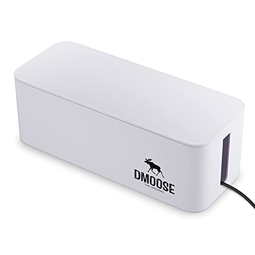 DMoose Cable Management Box, Hide Power Strips Loose Wires Behind TVs, Home Office, Computers, Desks, Entertainment Centers, Cable Box Cord Organizer Made from Electrically Safe ABS Material