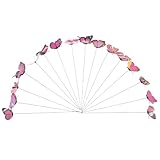 Healeved 20 Stück Gartendeko Schmetterling Stecker 7cm Doppelschicht Erdanker Künstliche Blumenstecker Rosa für Blumentöpfe und Garten