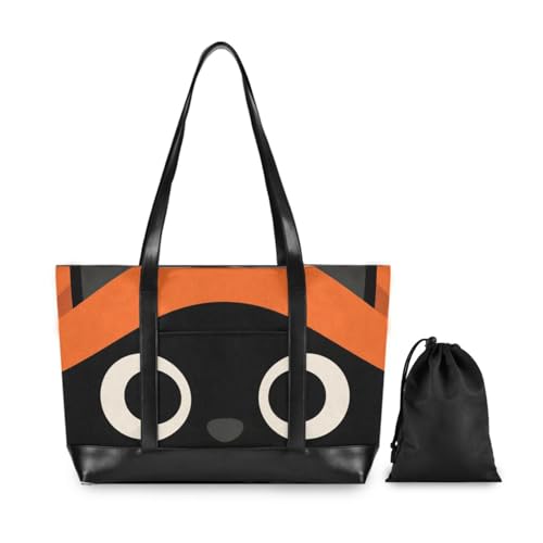 Cute Cartoon Black Cat essentials tote bag for women with zipper briefcase bags for travel with2