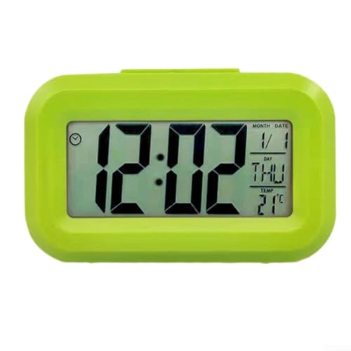 Reloj despertador digital LED esencial con retroiluminación perfecto para mantener una rutina en casa o en el trabajo (verde)