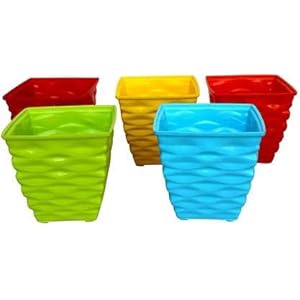 Plastic Diamond Pot Set (Multicolored, 5-Pieces)