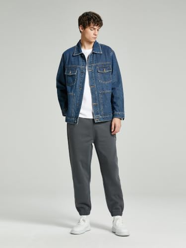Image of Denim Jacket Men Vintage Autumn and Winter Tops Mens Denim Trucker Jacket