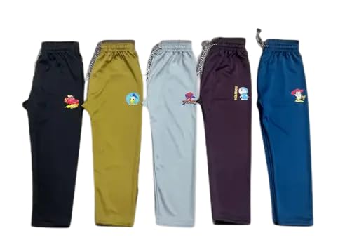 Image of Unisex Kid's Cotton Solid Elastic Waistband Combo Multicolor Track Pants Casual Fit 142