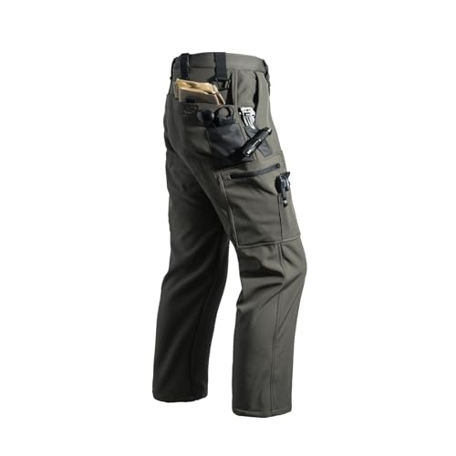 Khaki Cargo Pants for Men Fleece Lined Waterproof Ripstop Tactical Pants Outdoor Thick Hiking Work Trousers3