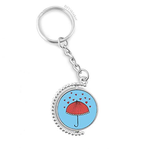 Llavero con anillo giratorio de tiempo y motivo de corazón rojo